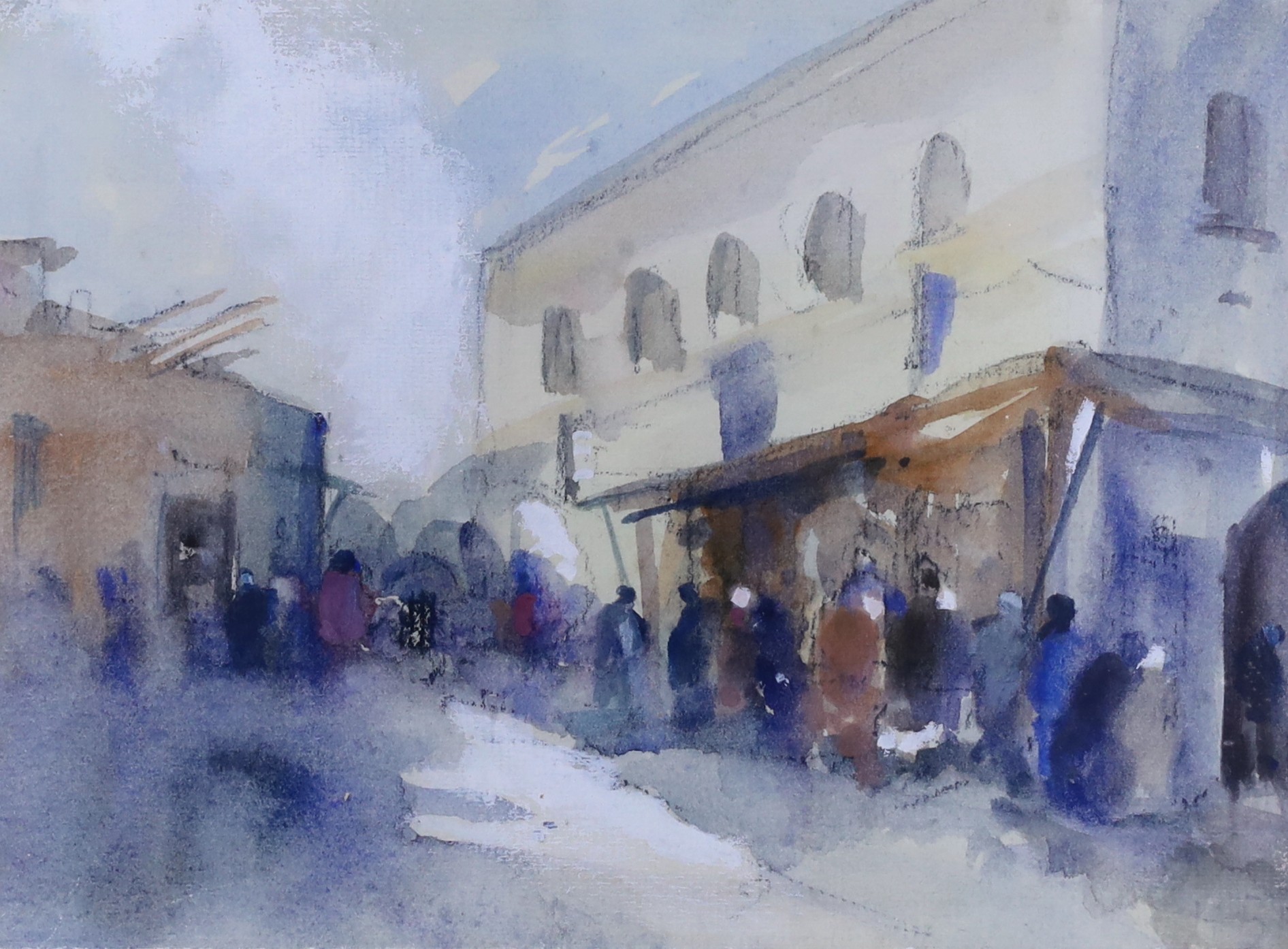 Manner of Hercules Brabazon Brabazon, watercolour, North African street scene, 17.5 x 24cm